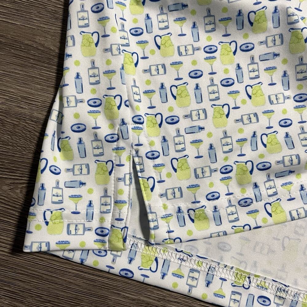 Men's Patterned Short-Sleeve Rhoback - White with Blue & Lime Cocktail Print - Picture 5 of 13